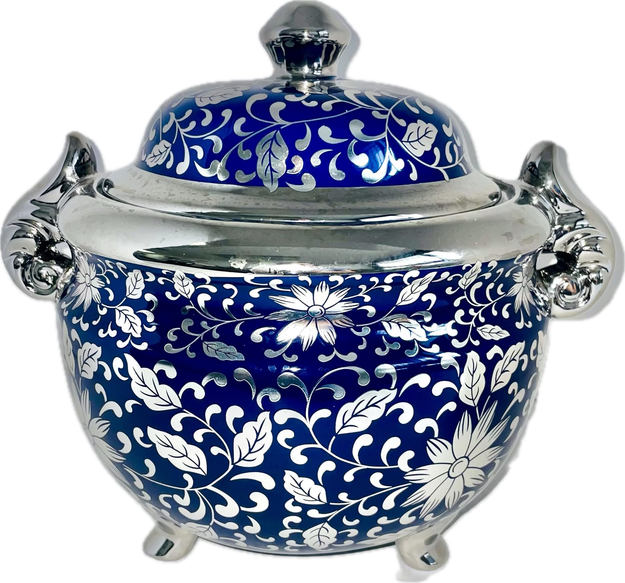 Sopera estampada con flores doradas para Yemaya.