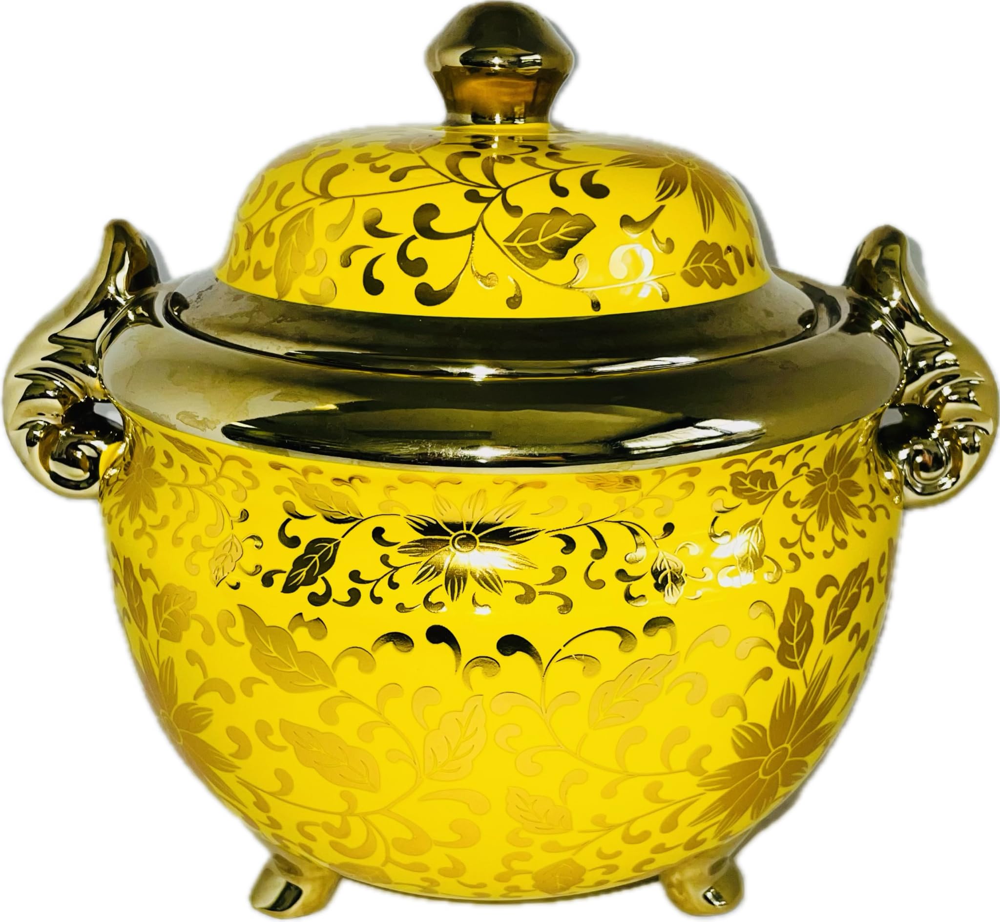 Sopera estampada de flores doradas para Ochun.